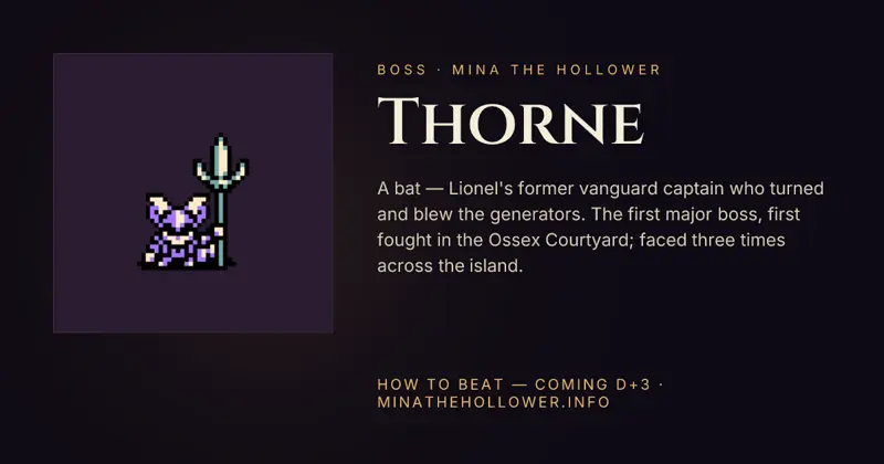 Thorne boss in Ossex courtyard